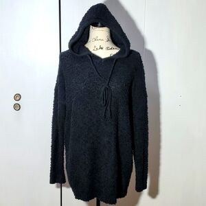 BiBI- Womens Black Sweater Hoodie Popcorn Texture Oversized Soft Sz.Medium